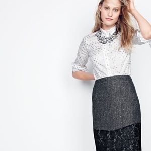 J. Crew perfect shirt cotton gold polka dot